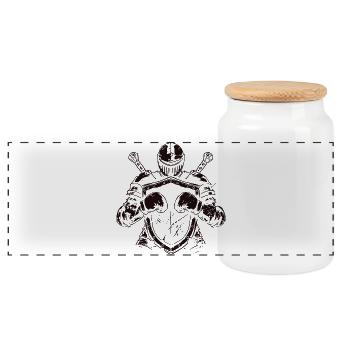 Knight with shield and sword - Panoramic Cookie Jar with Wooden Lid - white - Front