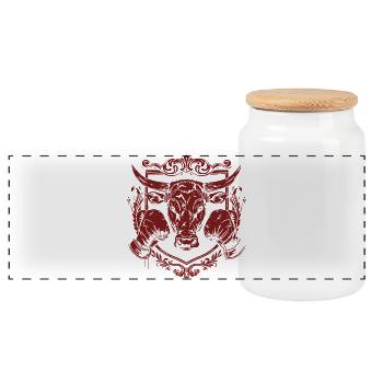 Taurus Boxer - Panoramic Cookie Jar with Wooden Lid - white - Front