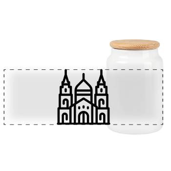 cathedral - Panoramic Cookie Jar with Wooden Lid - white - Front