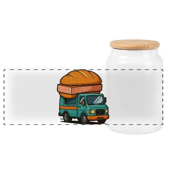 Truck Leberkäse - Panoramic Cookie Jar with Wooden Lid - white - Front