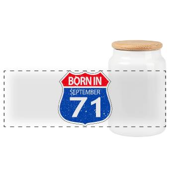 Born_in_September_71 - Panoramic Cookie Jar with Wooden Lid - white - Front
