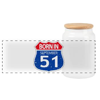 Born_in_September_51 - Panoramic Cookie Jar with Wooden Lid - white - Front