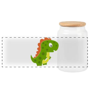 Dinosaure ludique avec dos coloré - Boîte à biscuits avec couvercle en bois - blanc - Devant