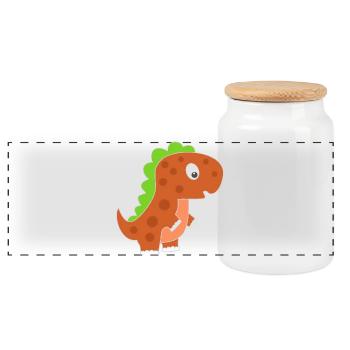 Verspielter Dinosaurier Cartoon - Panorama Keksdose mit Holzdeckel - Weiß - Vorne