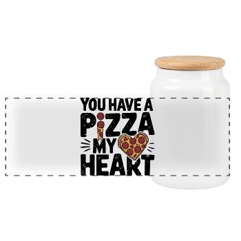 Pizza Liebe Herz Lustiger Essensliebhaber - Panorama Keksdose mit Holzdeckel - Weiß - Vorne