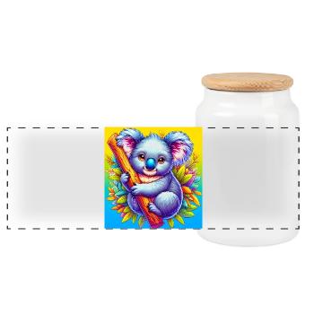Koala - Panoramic Cookie Jar with Wooden Lid - white - Front