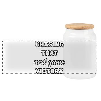 Competitive Gamer Chasing Next Game Victory	 - Panoramic Cookie Jar with Wooden Lid - white - Front
