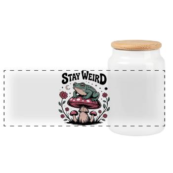 Stay Weird - Drôle de dicton - Boîte à biscuits avec couvercle en bois - blanc - Devant