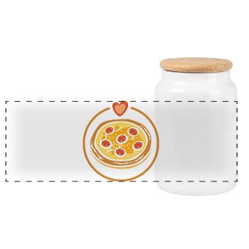 Pizza Love – Heart for Foodies - Panoramic Cookie Jar with Wooden Lid - white - Front