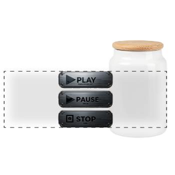 Play Bluebunch Radio, Pause Attitude, Stop Hate - Panoramic Cookie Jar with Wooden Lid - white - Front