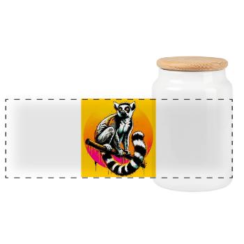 Lémurien - Boîte à biscuits avec couvercle en bois - blanc - Devant