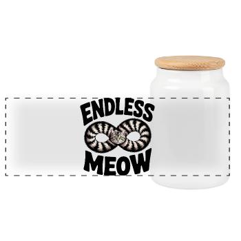Endlose Miau-Katze - Panorama Keksdose mit Holzdeckel - Weiß - Vorne