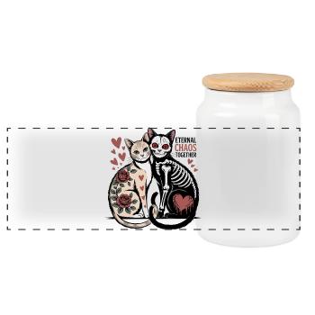 Chats du Chaos éternel - Boîte à biscuits avec couvercle en bois - blanc - Devant