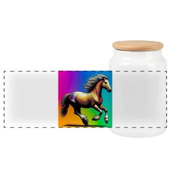cheval - Boîte à biscuits avec couvercle en bois - blanc - Devant
