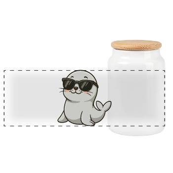 Cool Otter mit Sonnenbrille - Panorama Keksdose mit Holzdeckel - Weiß - Vorne