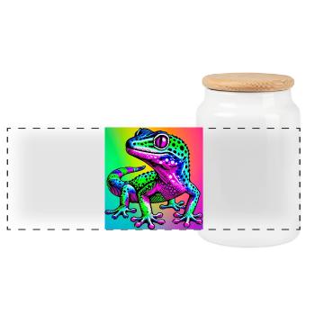 Gecko - Panoramic Cookie Jar with Wooden Lid - white - Front