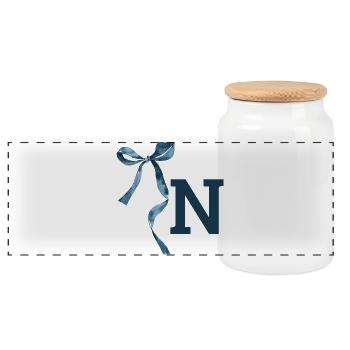 Monogramm n Geschenkidee - Panorama Keksdose mit Holzdeckel - Weiß - Vorne
