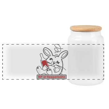 Funny bunny skull with bottle and Reeperbahn - Panoramic Cookie Jar with Wooden Lid - white - Front