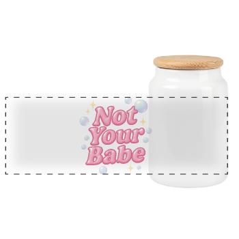 not your babe / y2k design - Panorama Keksdose mit Holzdeckel - Weiß - Vorne