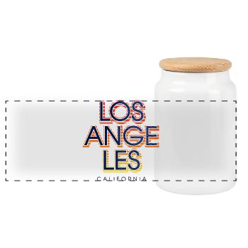 Los Angeles Neon City Schild Design - Panorama Keksdose mit Holzdeckel - Weiß - Vorne