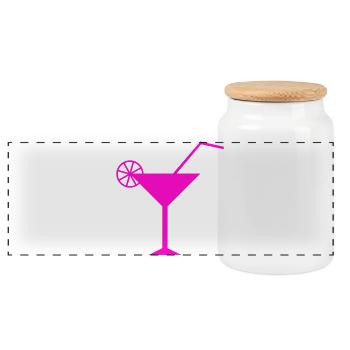 Illustration de cocktail rose fluo - Boîte à biscuits avec couvercle en bois - blanc - Devant