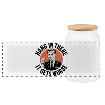 Stay tuned, it's getting worse - Panoramic Cookie Jar with Wooden Lid - white - Front