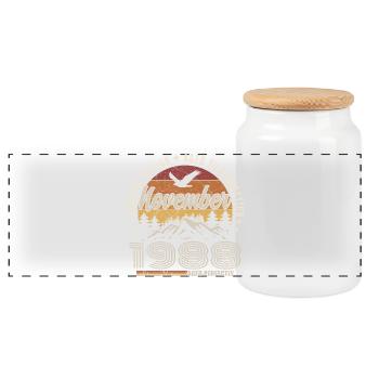 Legends November 1988 Vintage November 1988 - Panoramic Cookie Jar with Wooden Lid - white - Front