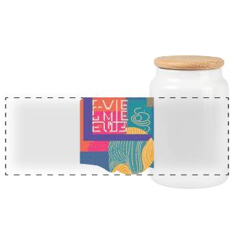 Géométrique colorée Typographie Vintage Rétro Design - Boîte à biscuits avec couvercle en bois - blanc - Devant