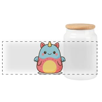 Pastellfarbenes Einhorn Plüschtier - Panorama Keksdose mit Holzdeckel - Weiß - Vorne