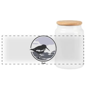 HGWILD - Dunlin - Panoramic Cookie Jar with Wooden Lid - white - Front