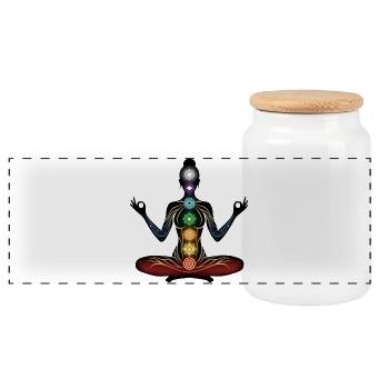 Chakra Méditation Silhouette - Boîte à biscuits avec couvercle en bois - blanc - Devant