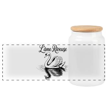 Cygne noir romantique sur eau - Boîte à biscuits avec couvercle en bois - blanc - Devant