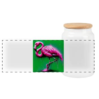 Flamant - Boîte à biscuits avec couvercle en bois - blanc - Devant