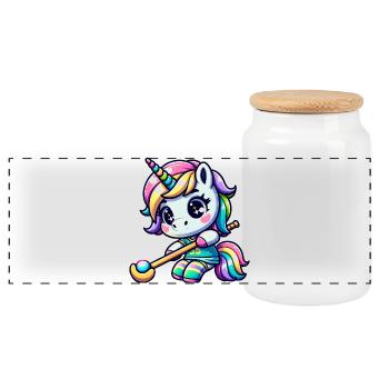 Licorne 35 Kawaii Arc-en-ciel Magic Chibi Style - Boîte à biscuits avec couvercle en bois - blanc - Devant