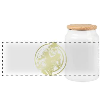 American Football Silhouette - Panoramic Cookie Jar with Wooden Lid - white - Front
