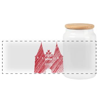 Holsten Gate Lübeck Red - Panoramic Cookie Jar with Wooden Lid - white - Front
