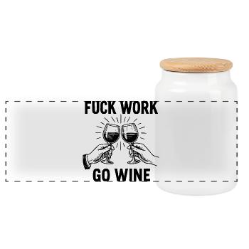 Fuck Work Go Wine – humour vin et détente - Boîte à biscuits avec couvercle en bois - blanc - Devant