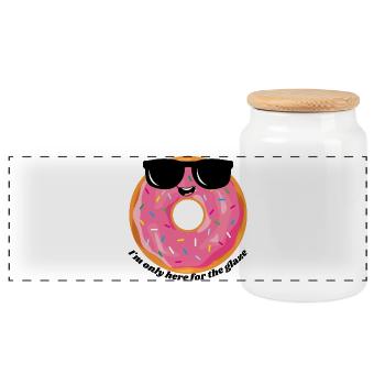 Beignet rose avec lunettes de soleil - Boîte à biscuits avec couvercle en bois - blanc - Devant