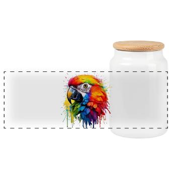 Éclaboussure colorée de perroquet paradisique - Boîte à biscuits avec couvercle en bois - blanc - Devant