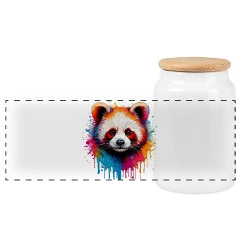 Panda Aquarellfarben Explosion - Panorama Keksdose mit Holzdeckel - Weiß - Vorne