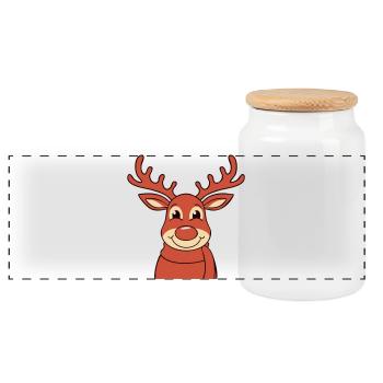 Renne - Boîte à biscuits avec couvercle en bois - blanc - Devant