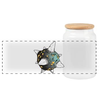 Planète - Boîte à biscuits avec couvercle en bois - blanc - Devant