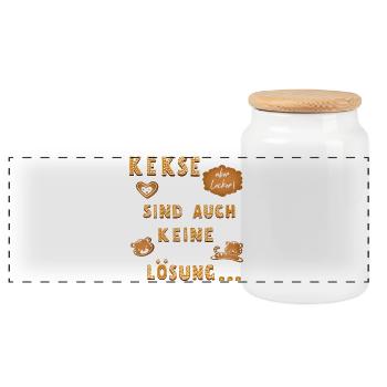 Cookies are not a solution either - Panoramic Cookie Jar with Wooden Lid - white - Front