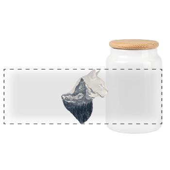 Matterhorn Cat Double Exposure - Panoramic Cookie Jar with Wooden Lid - white - Front