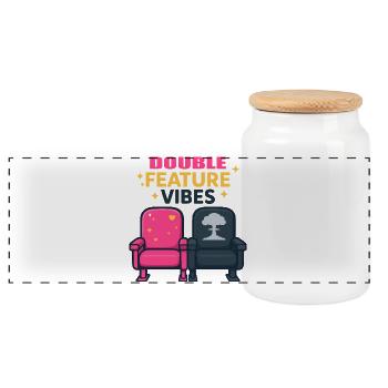 Double Feature - Panoramic Cookie Jar with Wooden Lid - white - Front