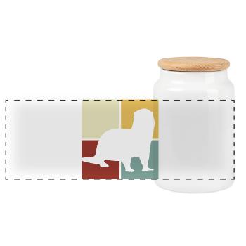 Sea Otter Cartoon Animal Lover Vintage - Panoramic Cookie Jar with Wooden Lid - white - Front