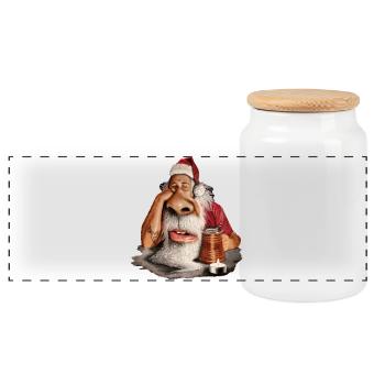 Santa Claus - Panorama Keksdose mit Holzdeckel - Weiß - Vorne