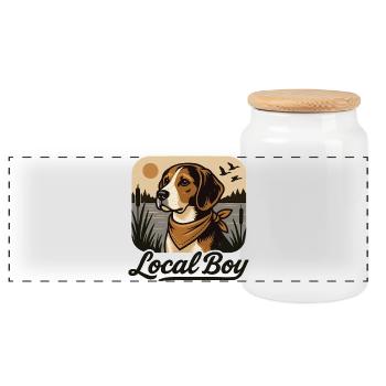 Garçon local - Propriétaire d’un chien de chasse au beagle - Boîte à biscuits avec couvercle en bois - blanc - Devant