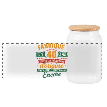 40 ans d’origine, Cadeau anniversaire humour - Boîte à biscuits avec couvercle en bois - blanc - Devant