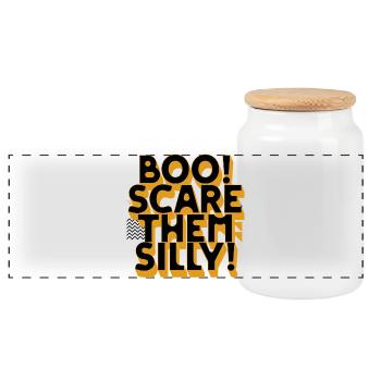 Boo Scare Them Silly - Panoramic Cookie Jar with Wooden Lid - white - Front